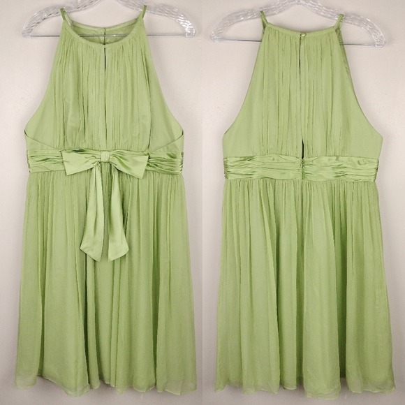 Vintage Maggy London Crepe Silk Overlay High Cut Neckline Midi Dress Sz. 14 - Picture 1 of 12
